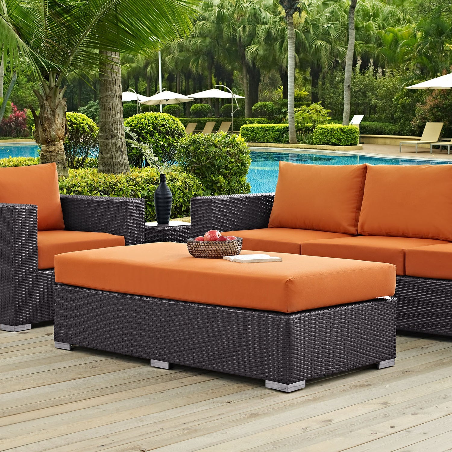 Convene Outdoor Patio Fabric Rectangle Ottoman by Modway
