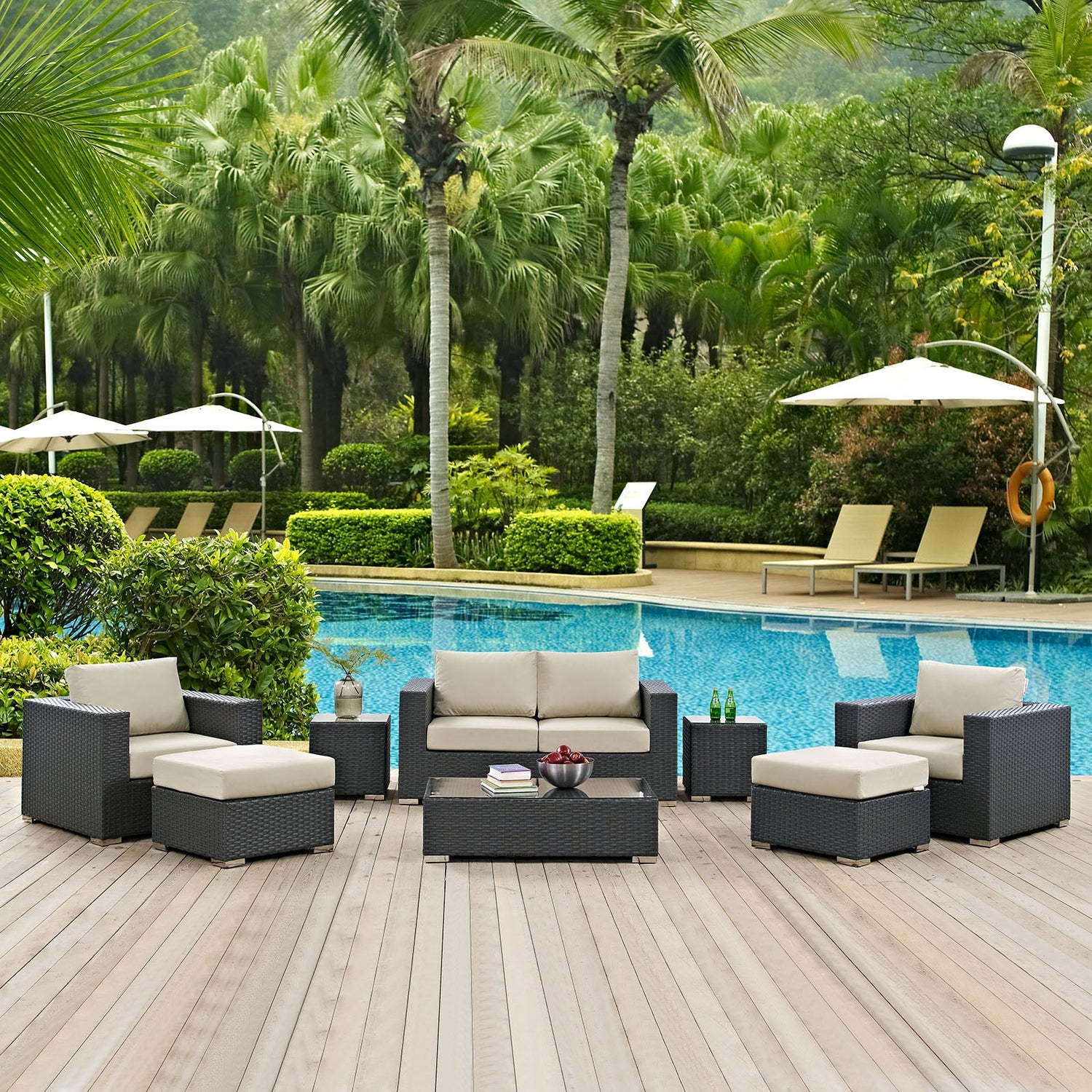 Sojourn 8 Piece Outdoor Patio Sunbrella¬Æ Sectional Set by Modway