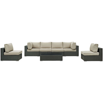 Sojourn 7 Piece Outdoor Patio Sunbrella¬Æ Sectional Set by Modway