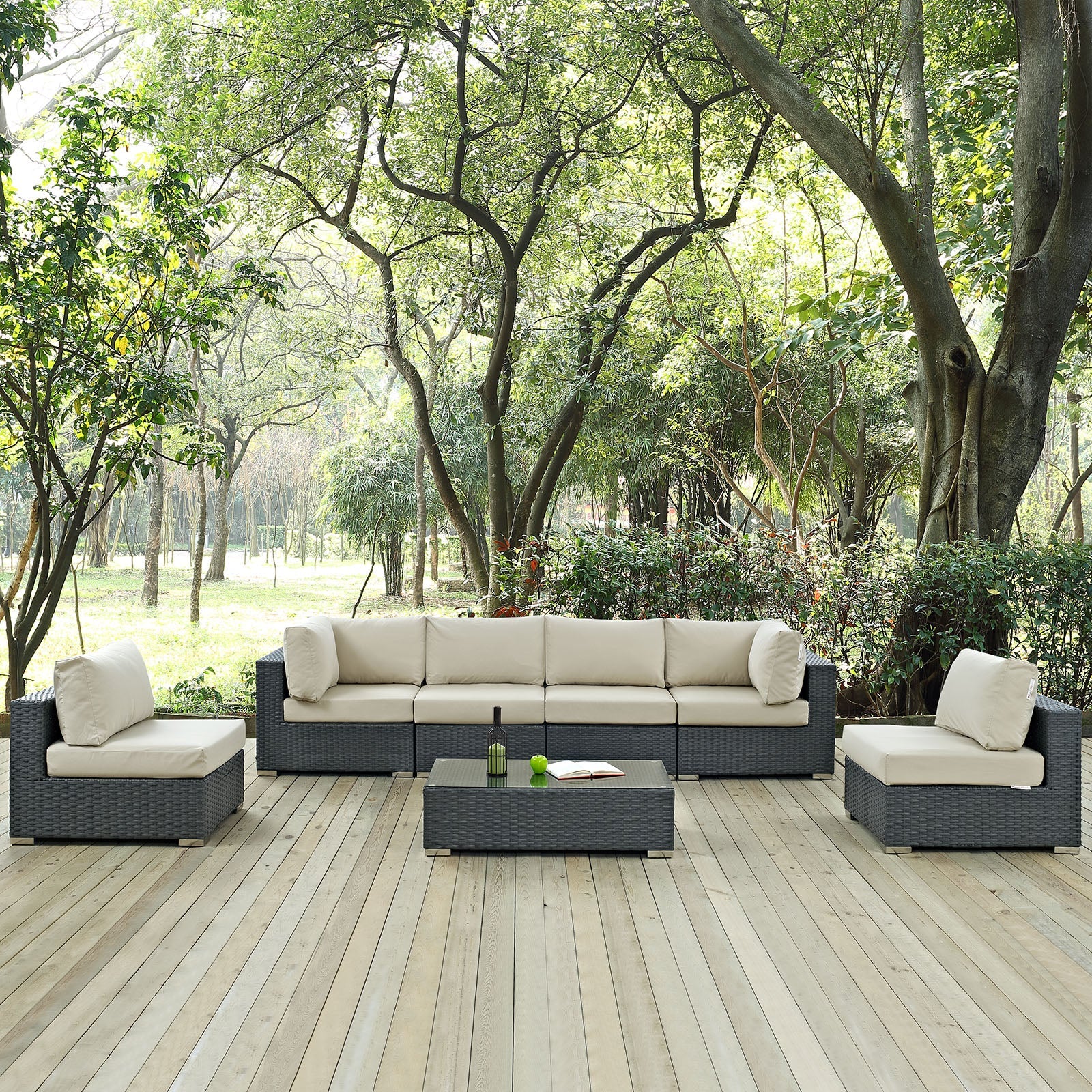 Sojourn 7 Piece Outdoor Patio Sunbrella¬Æ Sectional Set by Modway