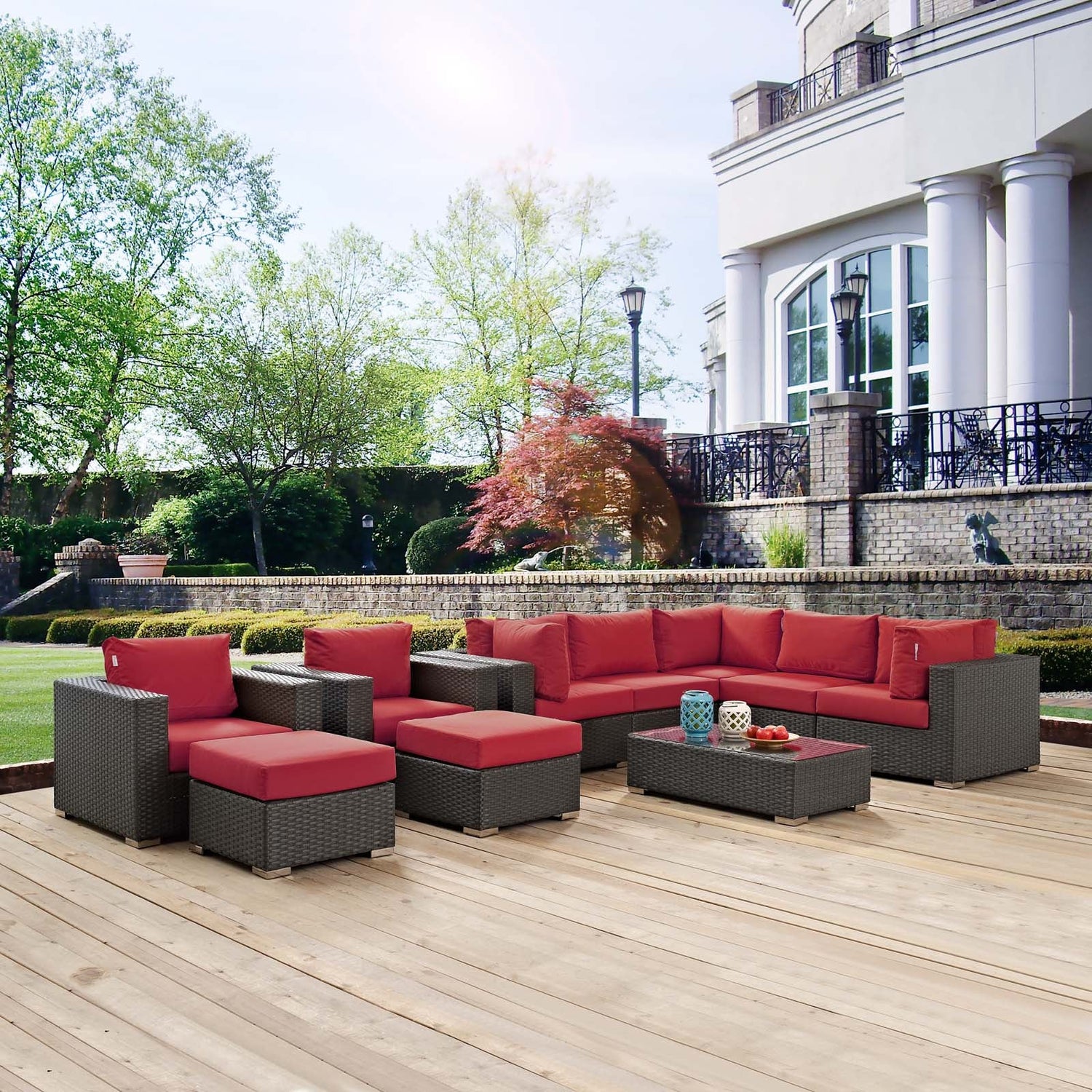 Sojourn 10 Piece Outdoor Patio Sunbrella¬Æ Sectional Set by Modway