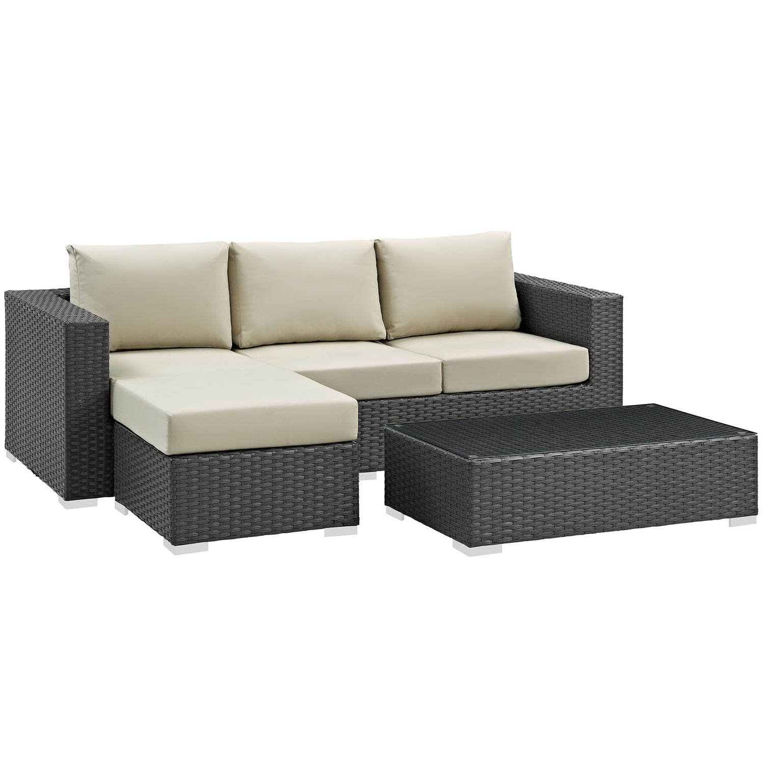 Sojourn 3 Piece Outdoor Patio Sunbrella¬Æ Sectional Set by Modway