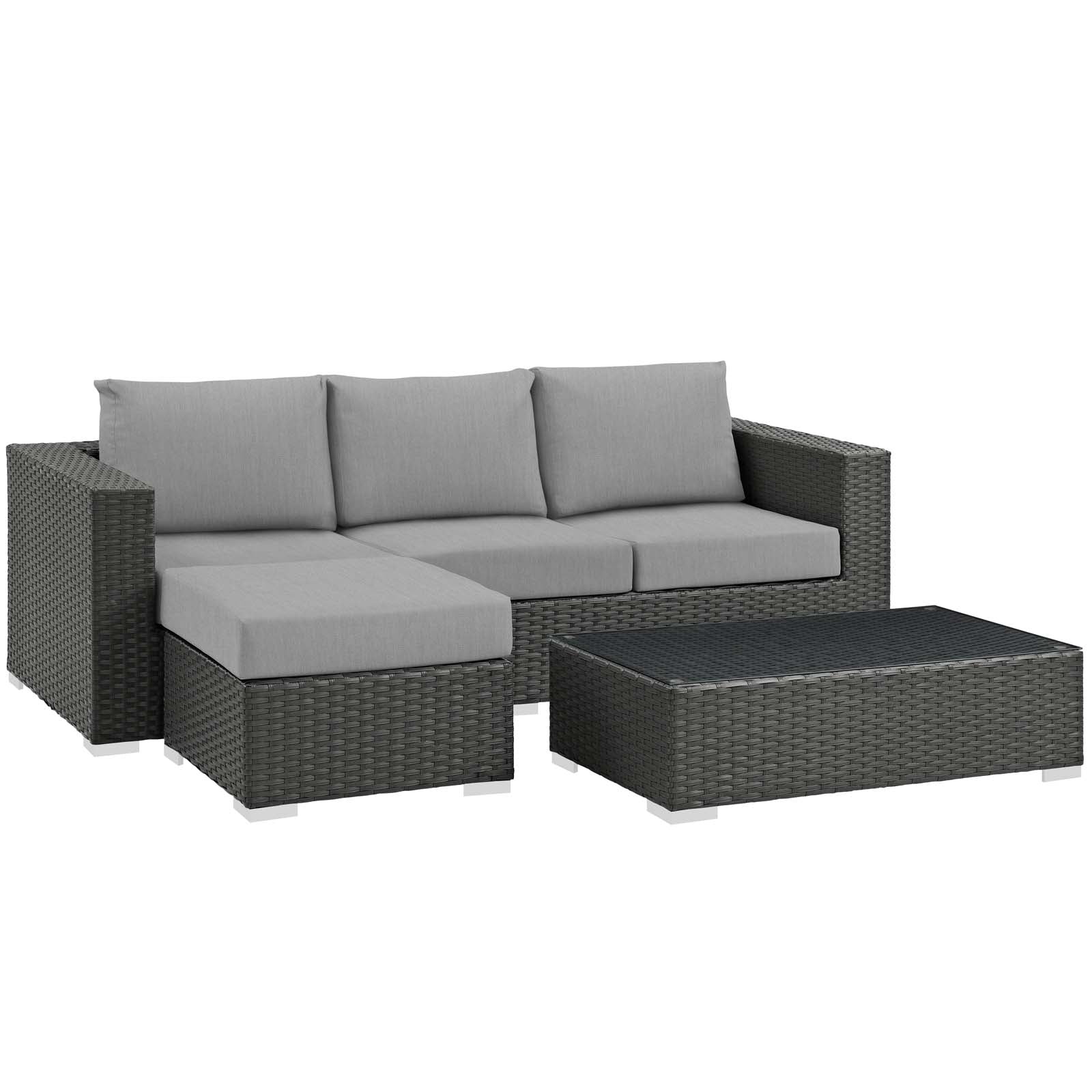 Sojourn 3 Piece Outdoor Patio Sunbrella¬Æ Sectional Set by Modway