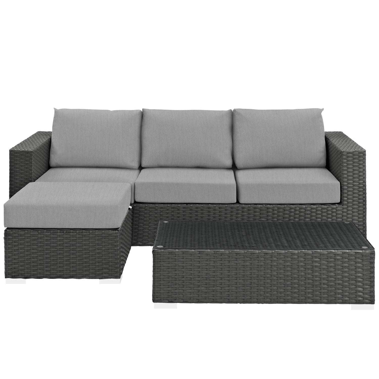 Sojourn 3 Piece Outdoor Patio Sunbrella¬Æ Sectional Set by Modway