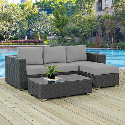 Sojourn 3 Piece Outdoor Patio Sunbrella¬Æ Sectional Set by Modway