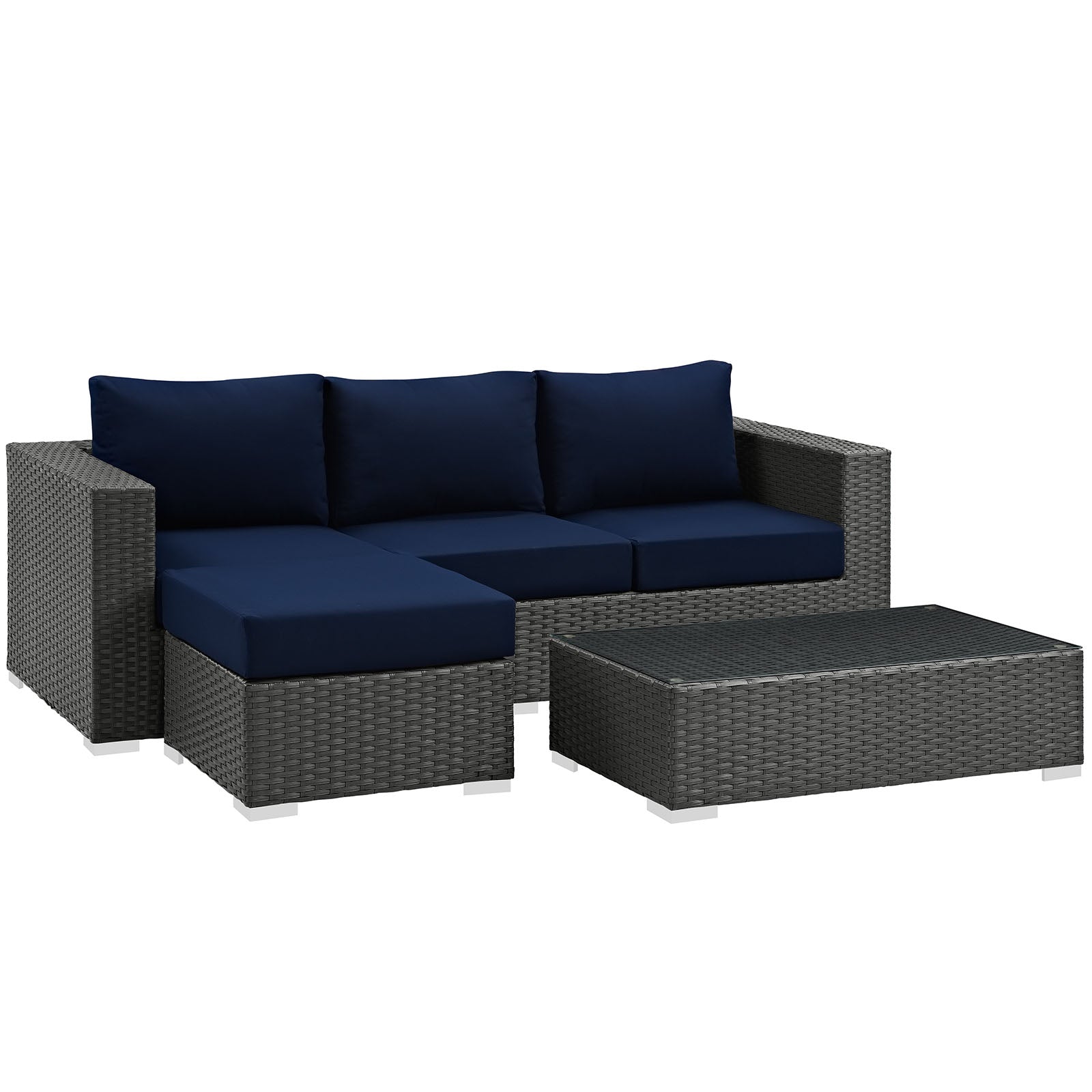 Sojourn 3 Piece Outdoor Patio Sunbrella¬Æ Sectional Set by Modway