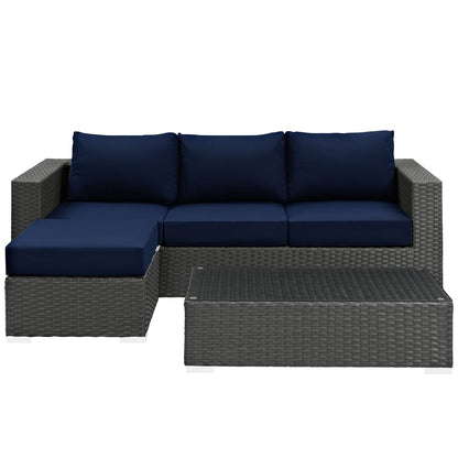 Sojourn 3 Piece Outdoor Patio Sunbrella¬Æ Sectional Set by Modway