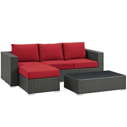 Sojourn 3 Piece Outdoor Patio Sunbrella¬Æ Sectional Set by Modway