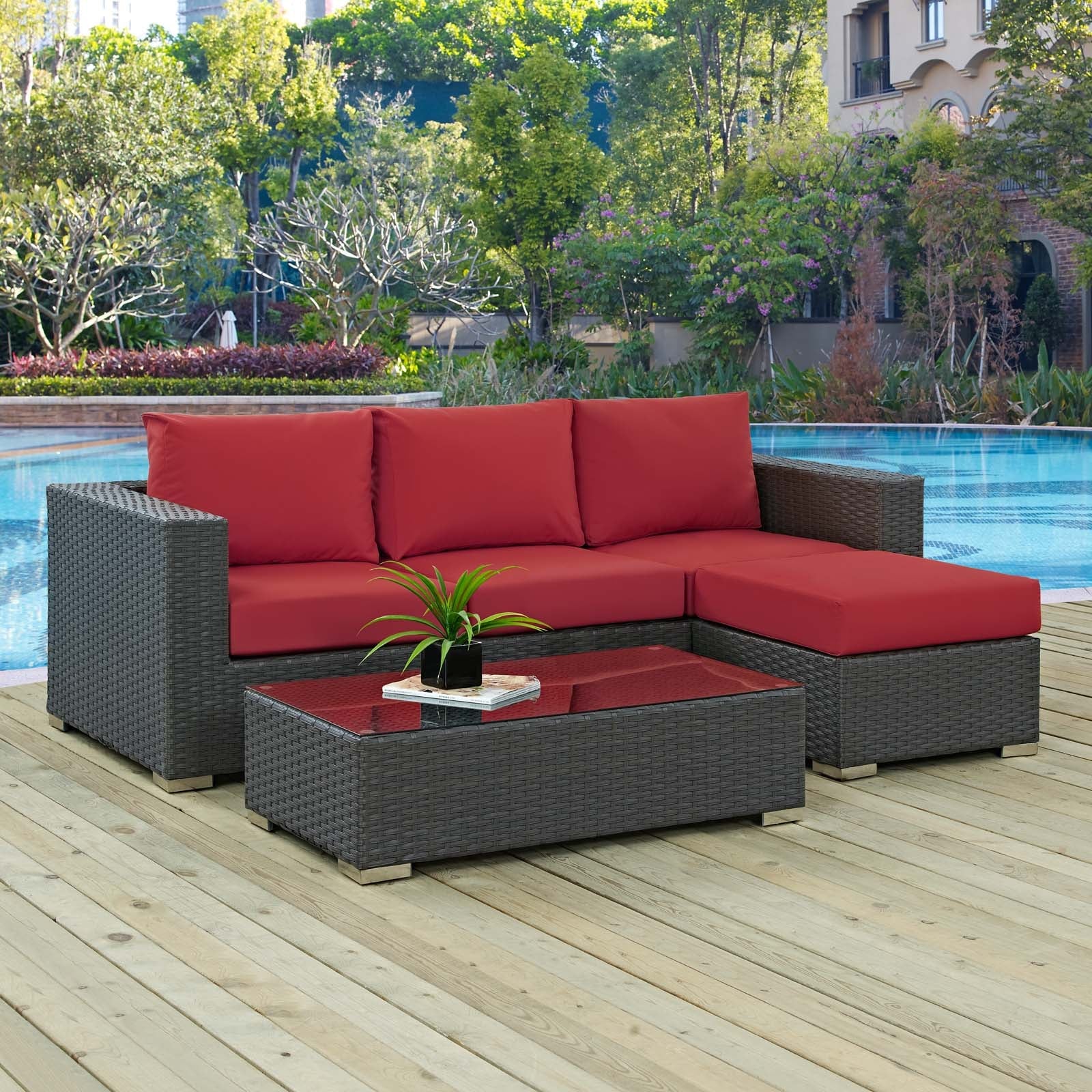 Sojourn 3 Piece Outdoor Patio Sunbrella¬Æ Sectional Set by Modway