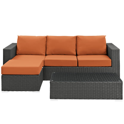 Sojourn 3 Piece Outdoor Patio Sunbrella¬Æ Sectional Set by Modway