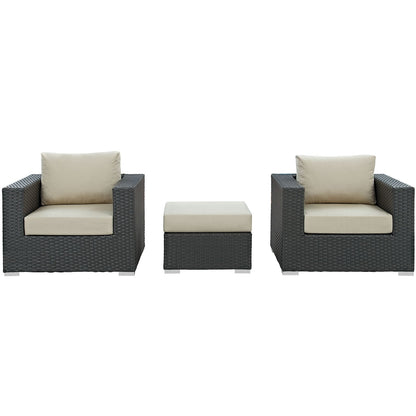 Sojourn 3 Piece Outdoor Patio Sunbrella¬Æ Sectional Set by Modway