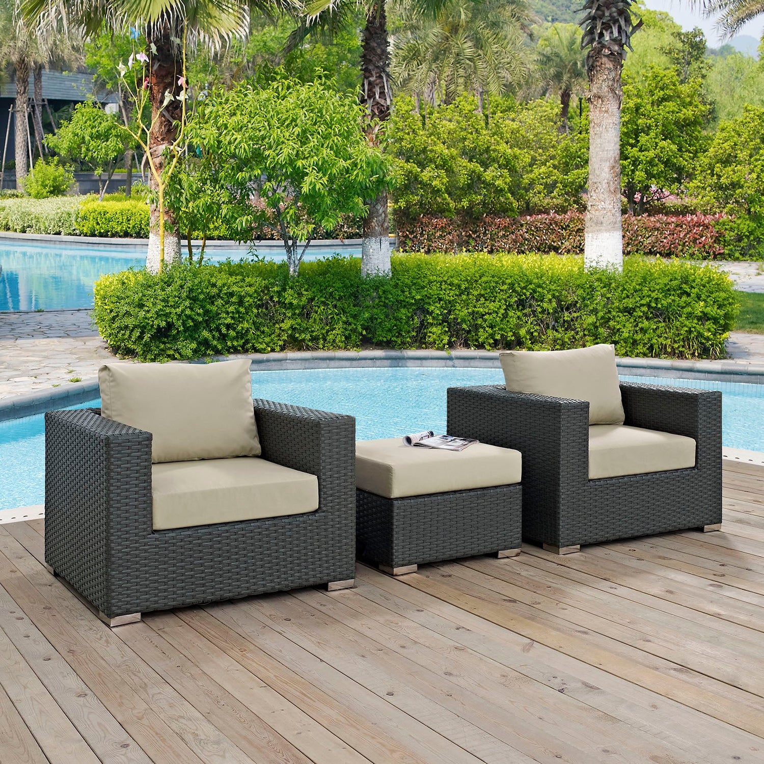 Sojourn 3 Piece Outdoor Patio Sunbrella¬Æ Sectional Set by Modway