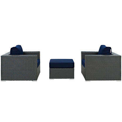 Sojourn 3 Piece Outdoor Patio Sunbrella¬Æ Sectional Set by Modway