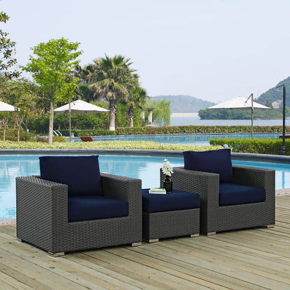 Sojourn 3 Piece Outdoor Patio Sunbrella¬Æ Sectional Set by Modway