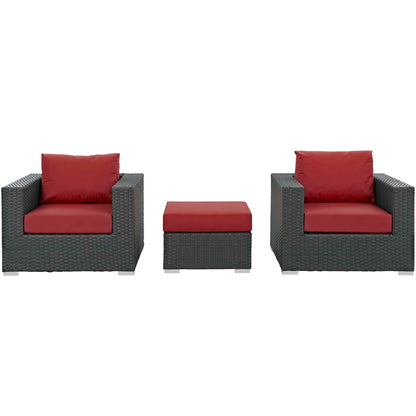 Sojourn 3 Piece Outdoor Patio Sunbrella¬Æ Sectional Set by Modway