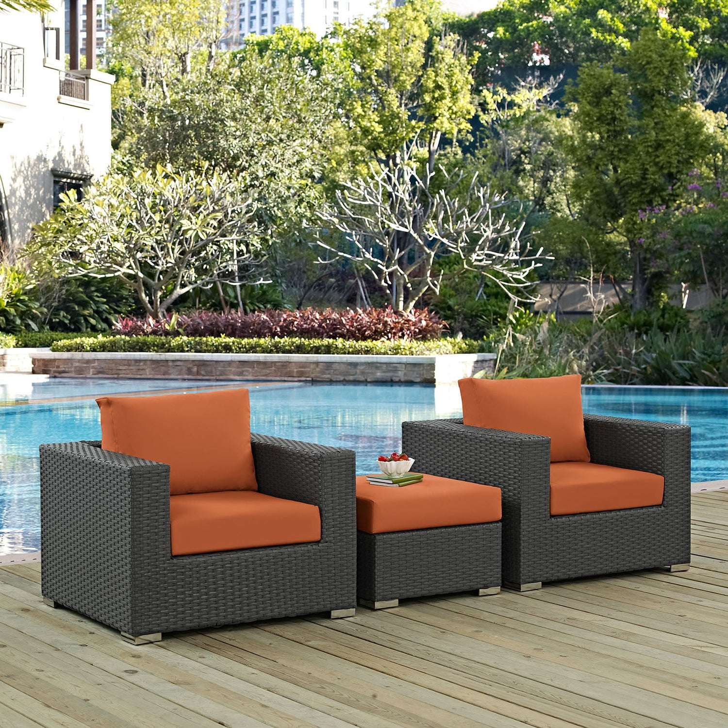 Sojourn 3 Piece Outdoor Patio Sunbrella¬Æ Sectional Set by Modway