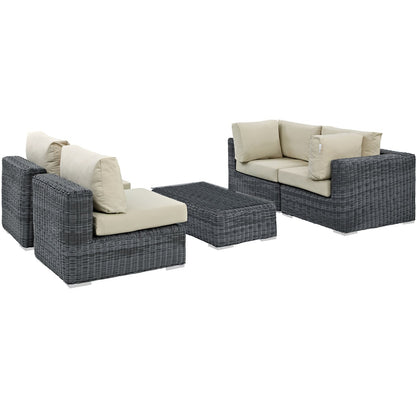 Summon 5 Piece Outdoor Patio Sunbrella¬Æ Sectional Set by Modway