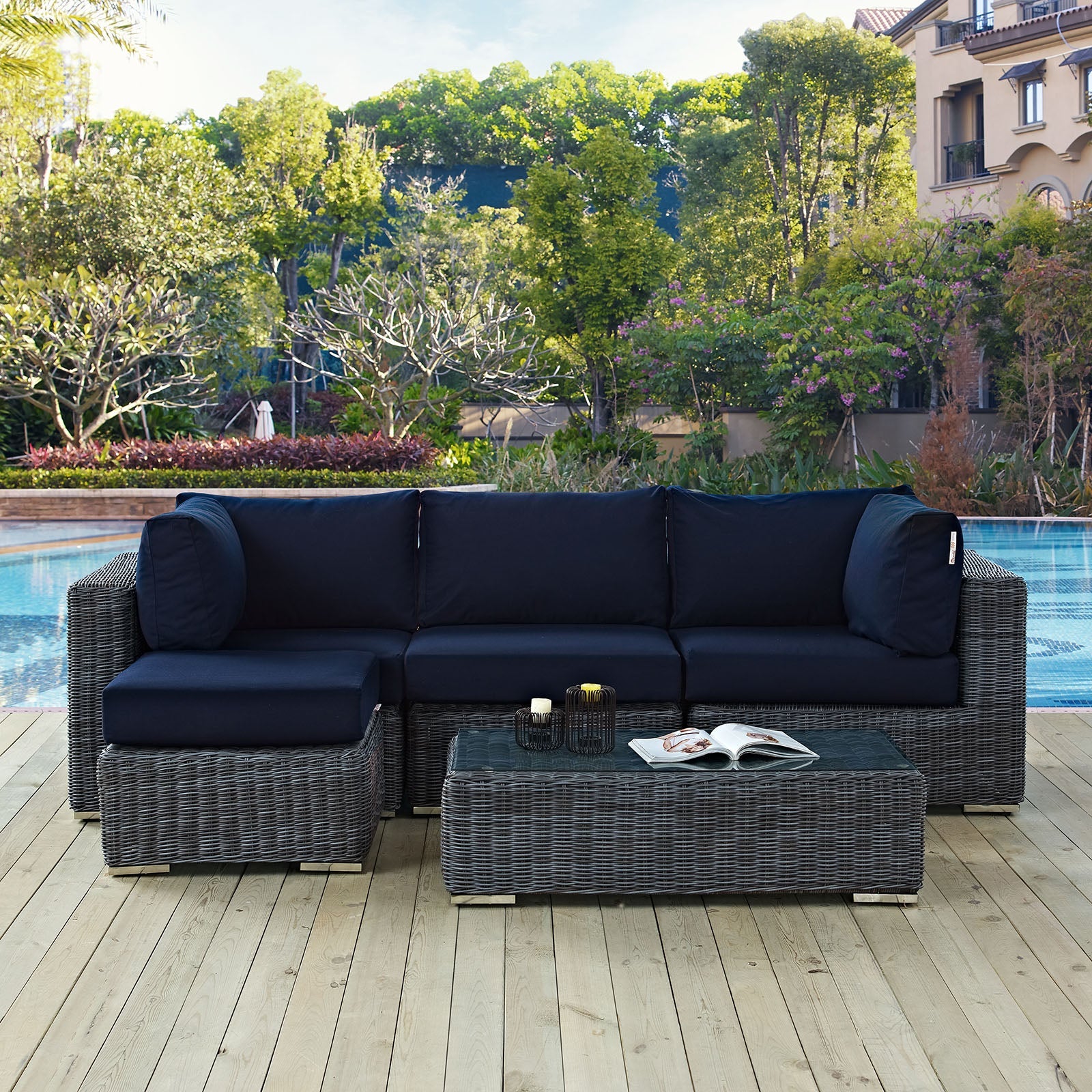 Summon 5 Piece Outdoor Patio Sunbrella¬Æ Sectional Set by Modway