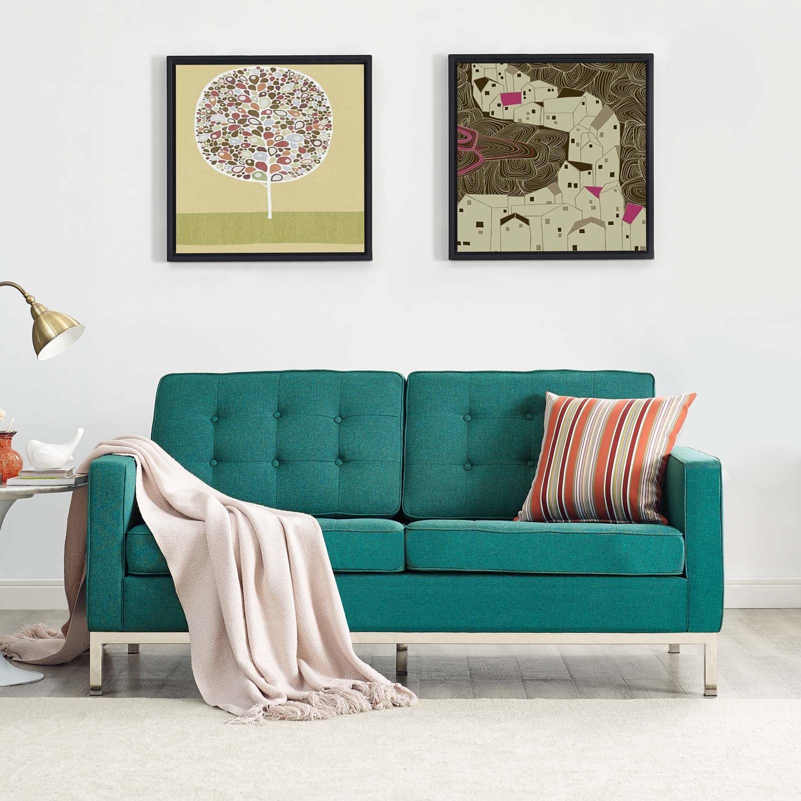 Loft Upholstered Fabric Loveseat By HouseBean