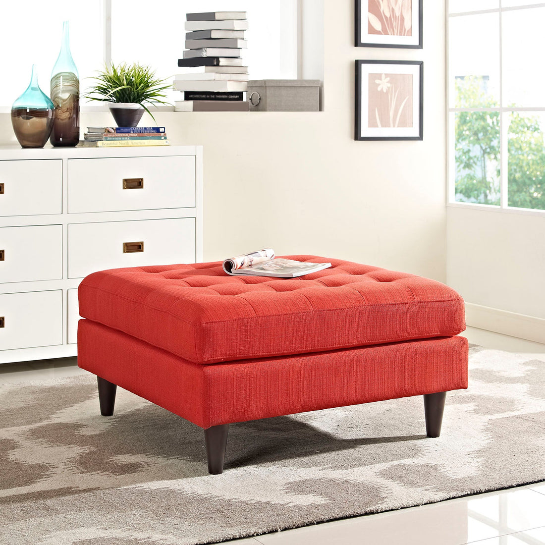 Empress Upholstered Fabric Large Ottoman by Modway