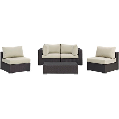 Convene 5 Piece Outdoor Patio Sectional Set by Modway