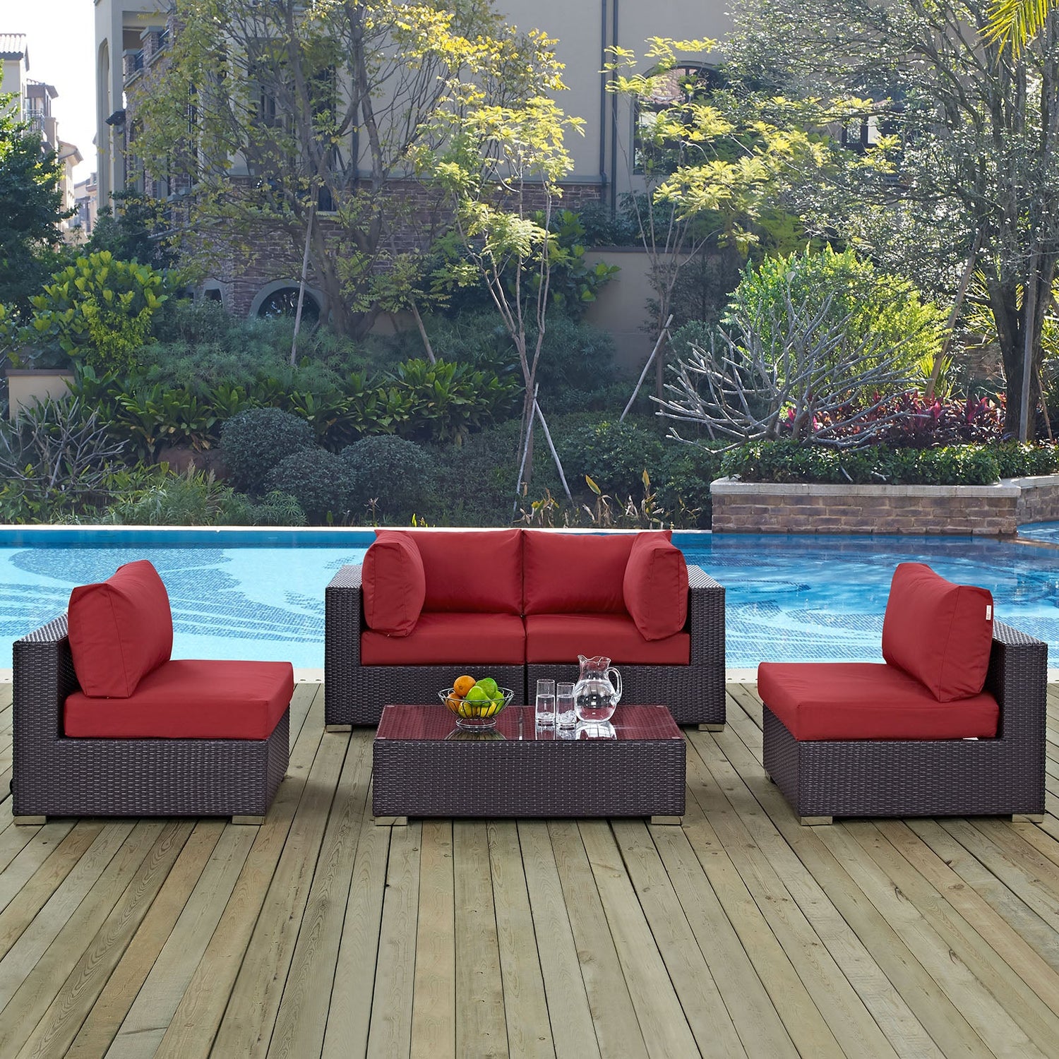 Convene 5 Piece Outdoor Patio Sectional Set by Modway