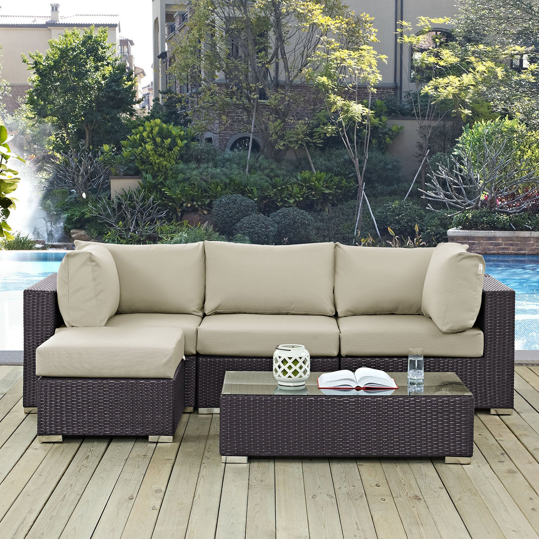 Convene 5 Piece Outdoor Patio Sectional Set by Modway