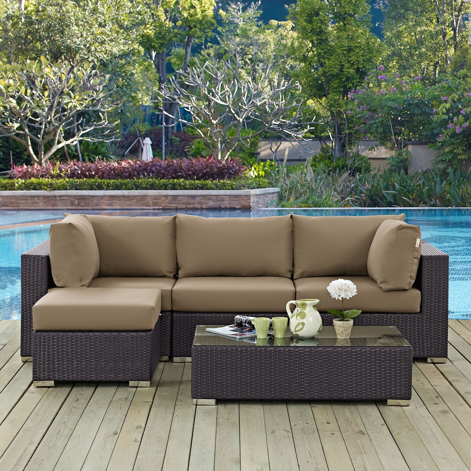 Convene 5 Piece Outdoor Patio Sectional Set by Modway