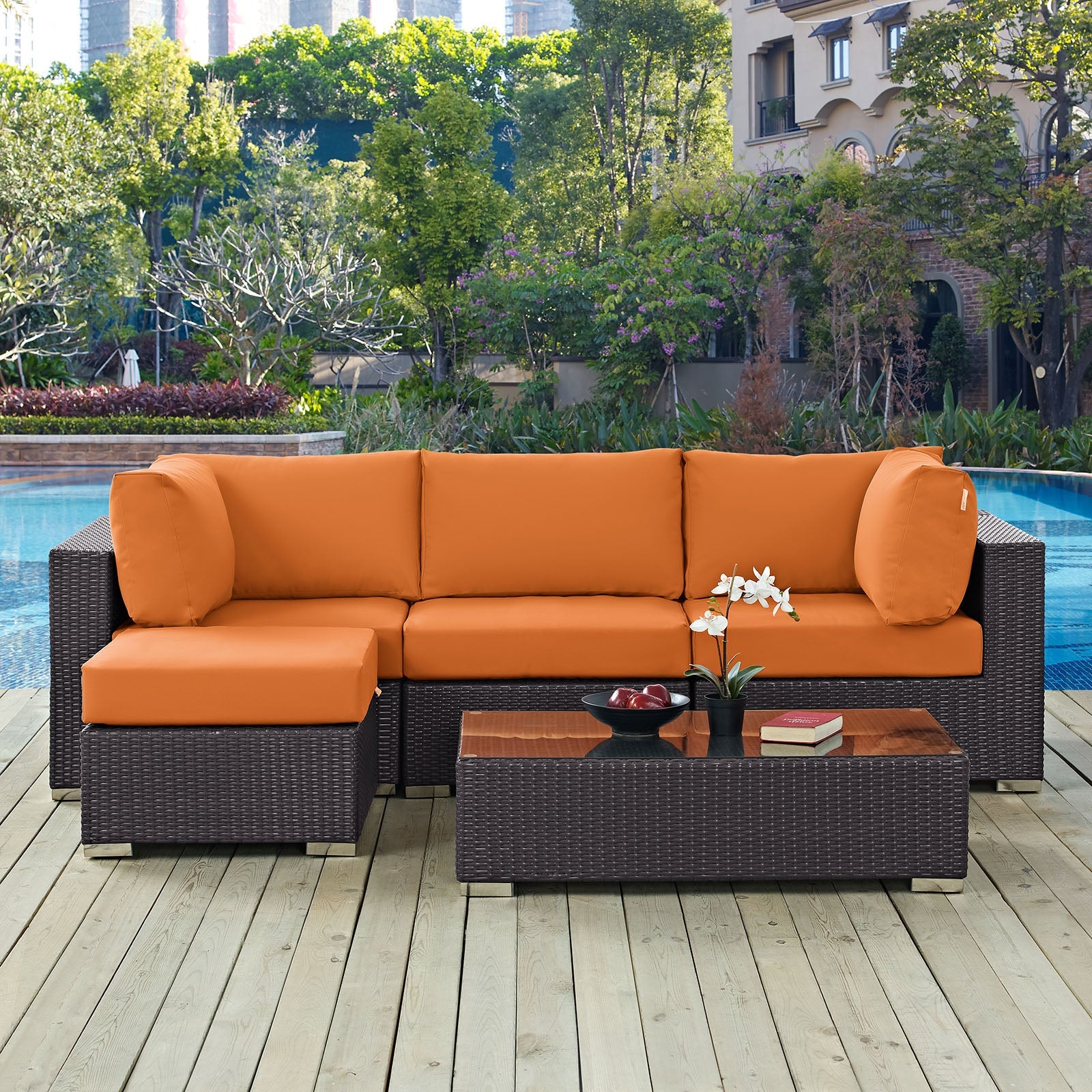 Convene 5 Piece Outdoor Patio Sectional Set by Modway