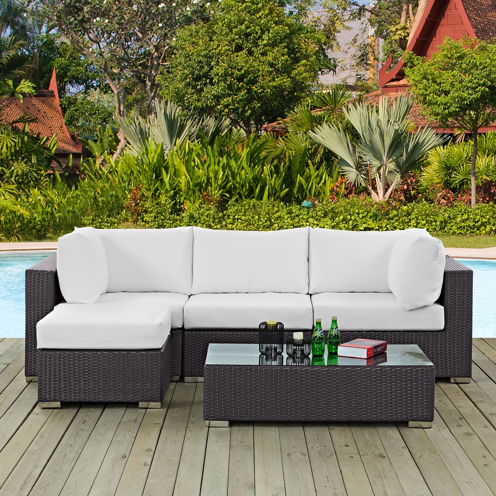 Convene 5 Piece Outdoor Patio Sectional Set by Modway