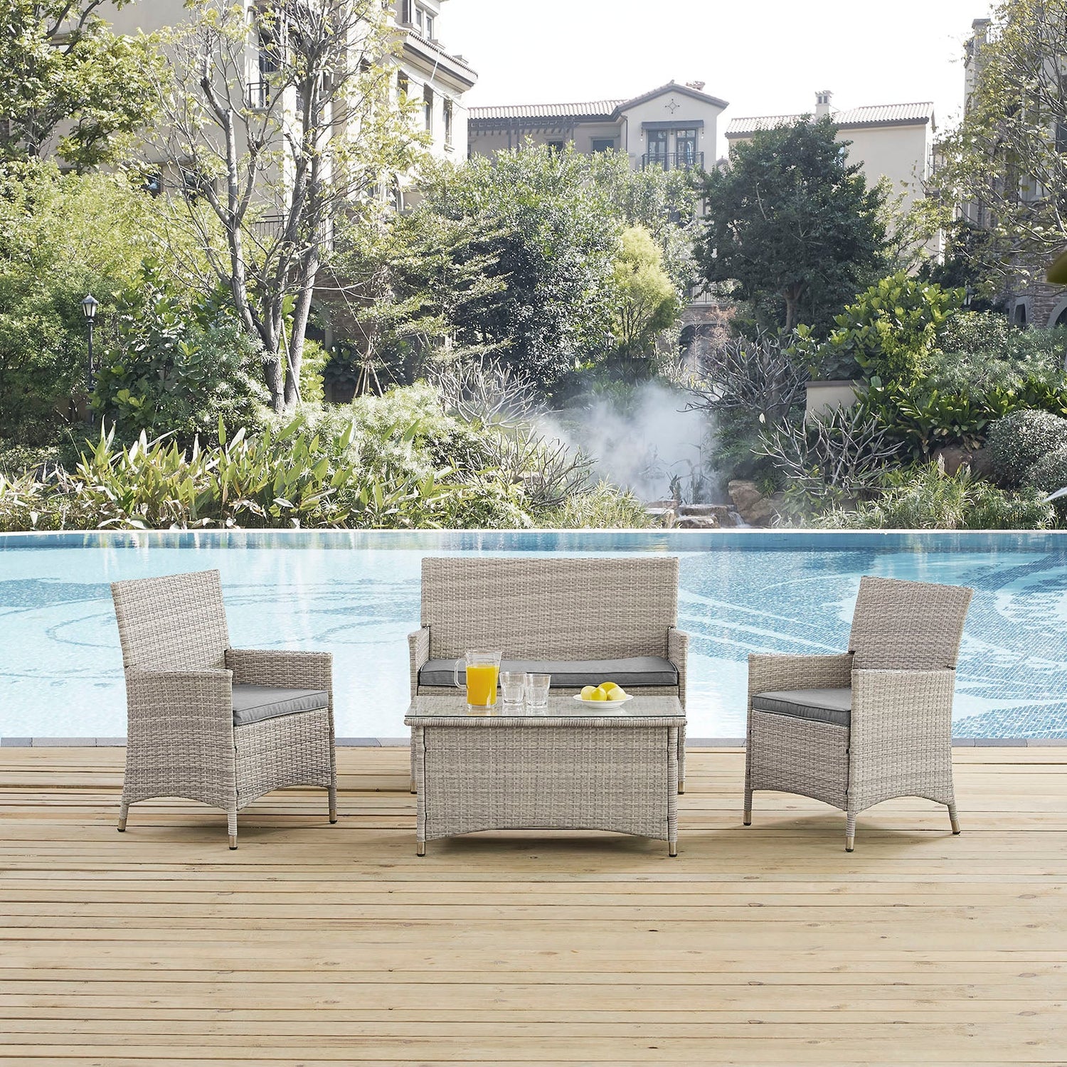 Bridge 4 Piece Outdoor Patio Patio Conversation Set by Modway