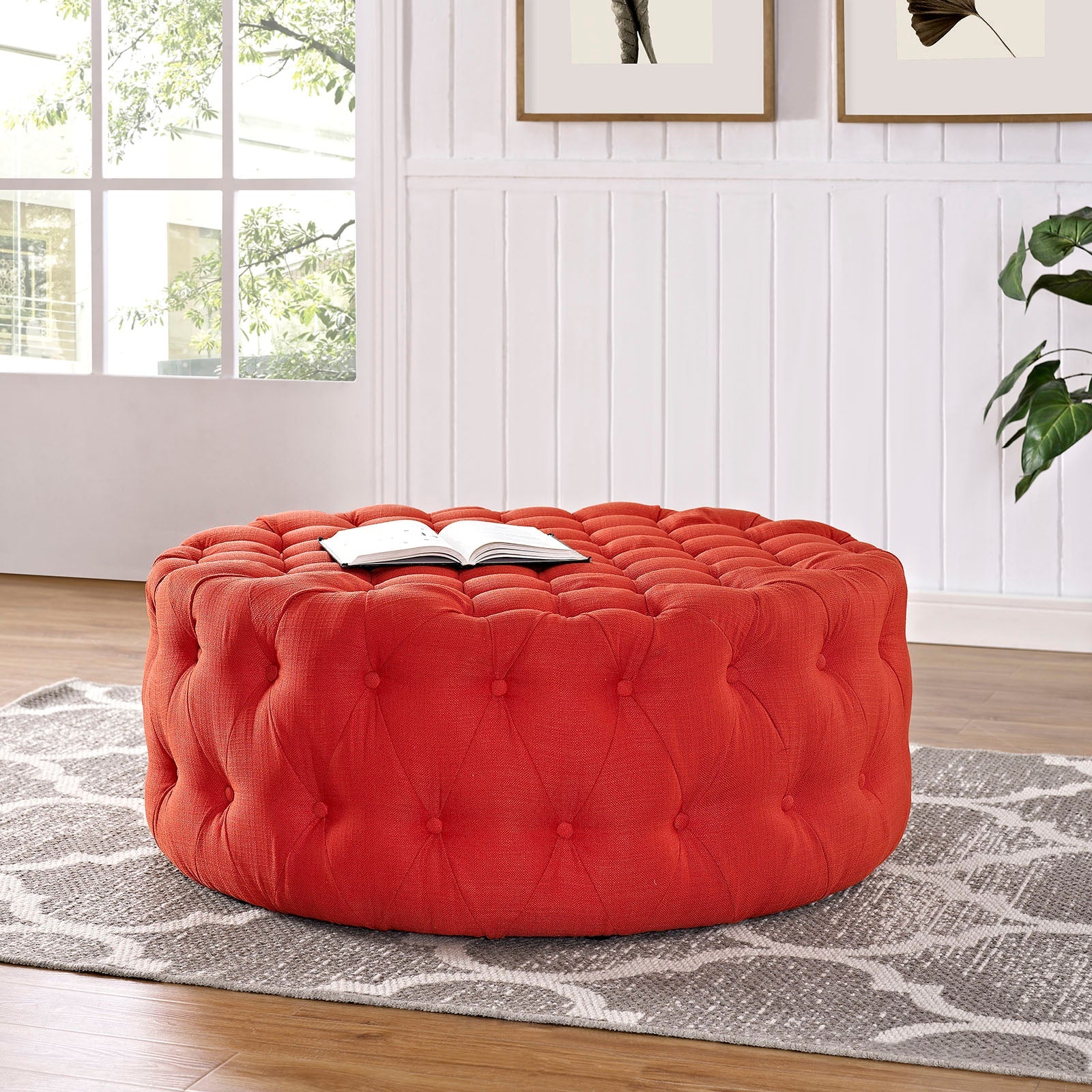 Amour Upholstered Fabric Ottoman By HouseBean