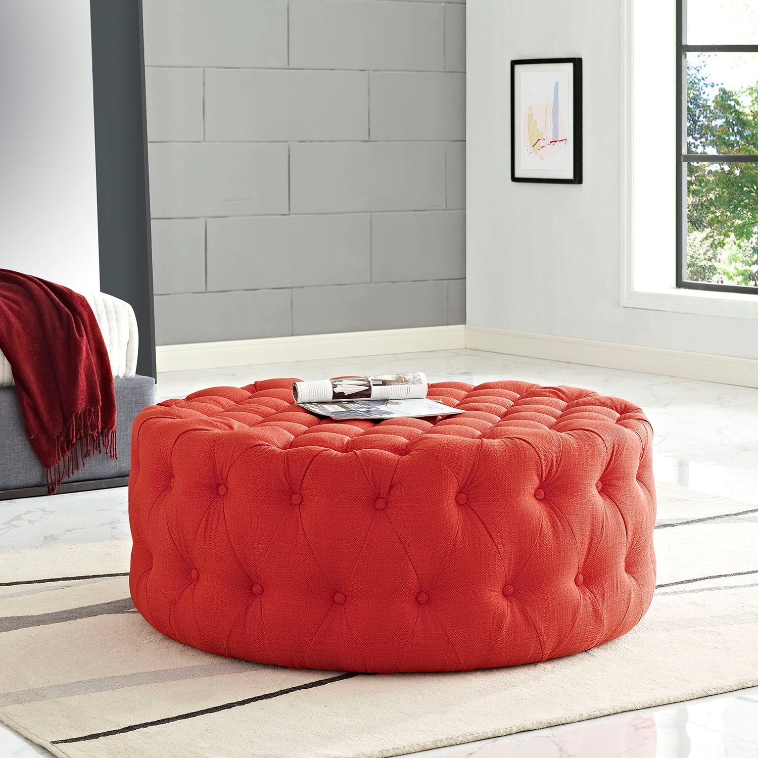 Amour Upholstered Fabric Ottoman By HouseBean