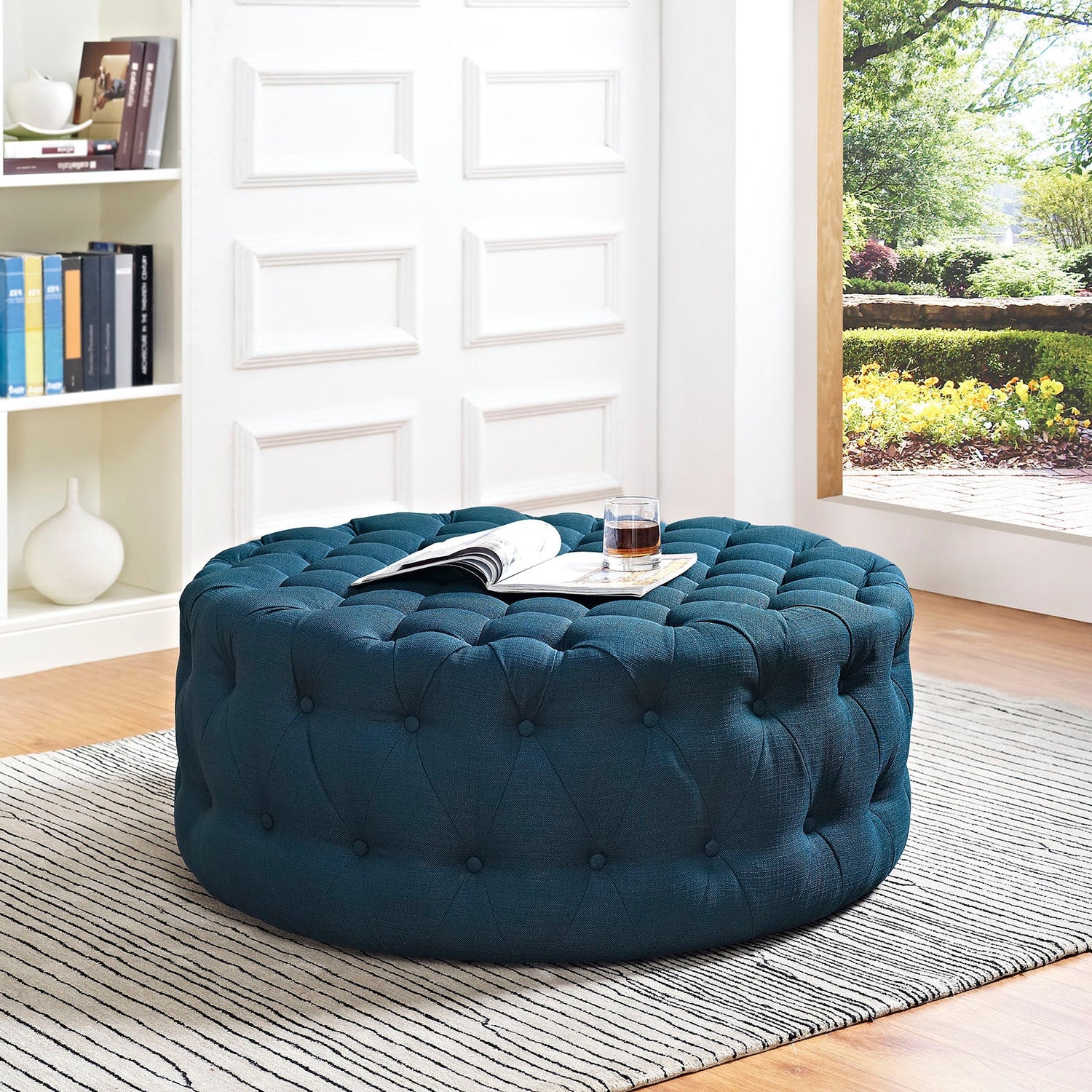 Amour Upholstered Fabric Ottoman By HouseBean