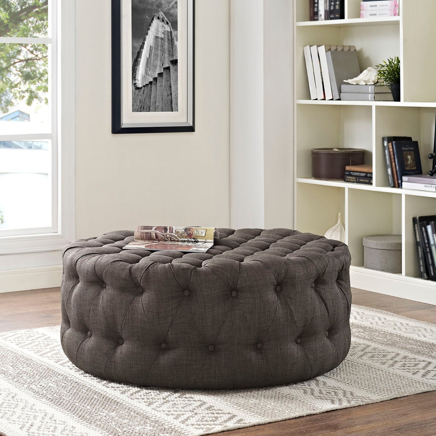 Amour Upholstered Fabric Ottoman By HouseBean