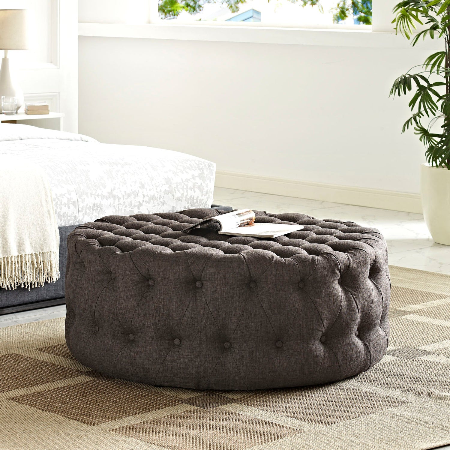 Amour Upholstered Fabric Ottoman By HouseBean