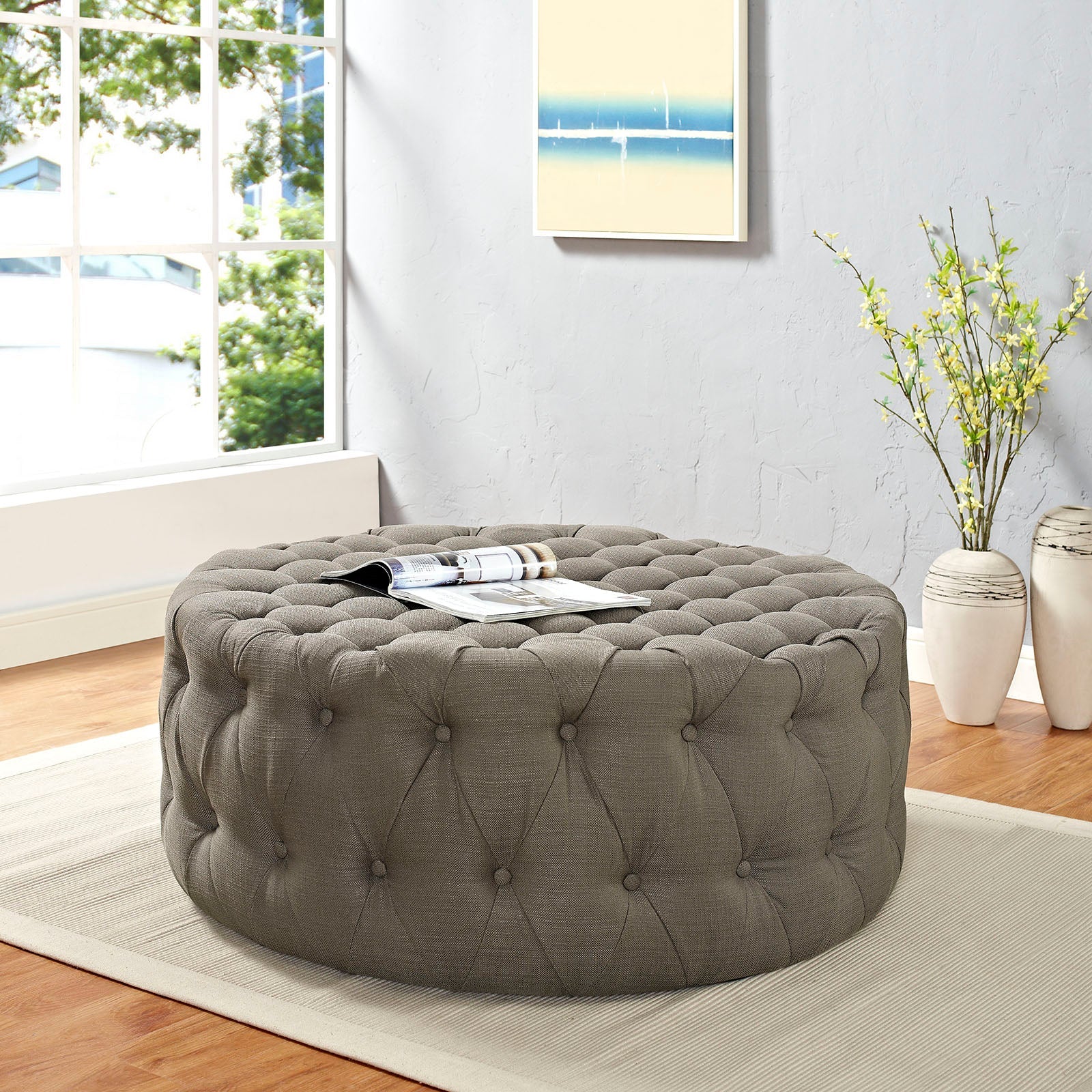 Amour Upholstered Fabric Ottoman By HouseBean