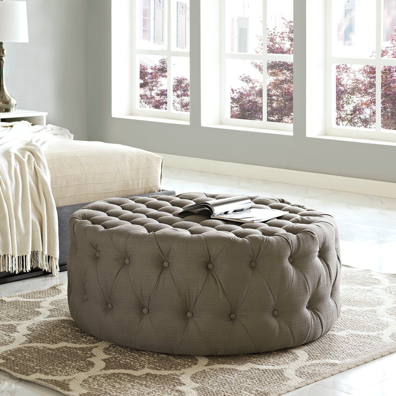 Amour Upholstered Fabric Ottoman By HouseBean