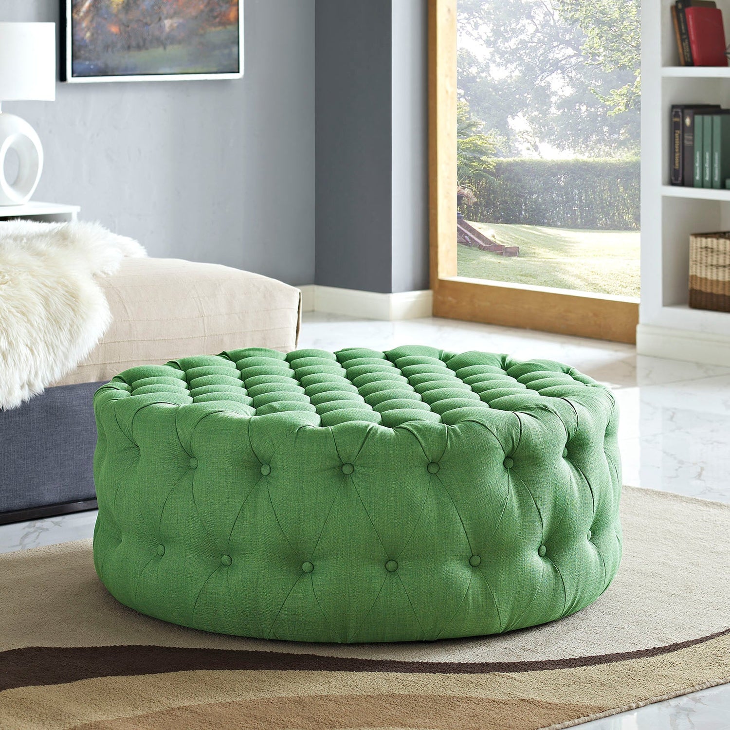 Amour Upholstered Fabric Ottoman By HouseBean