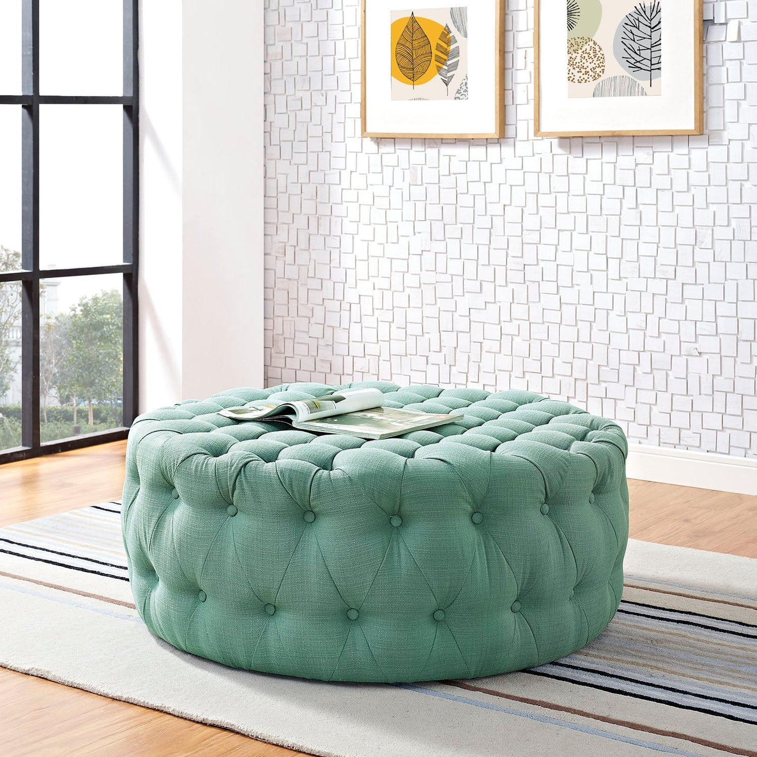 Amour Upholstered Fabric Ottoman By HouseBean