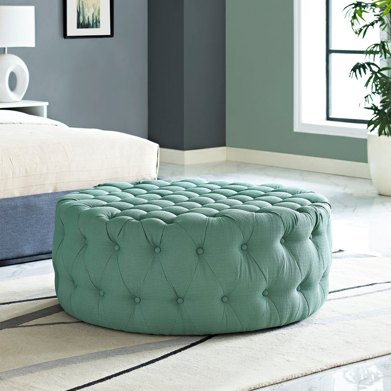 Amour Upholstered Fabric Ottoman By HouseBean