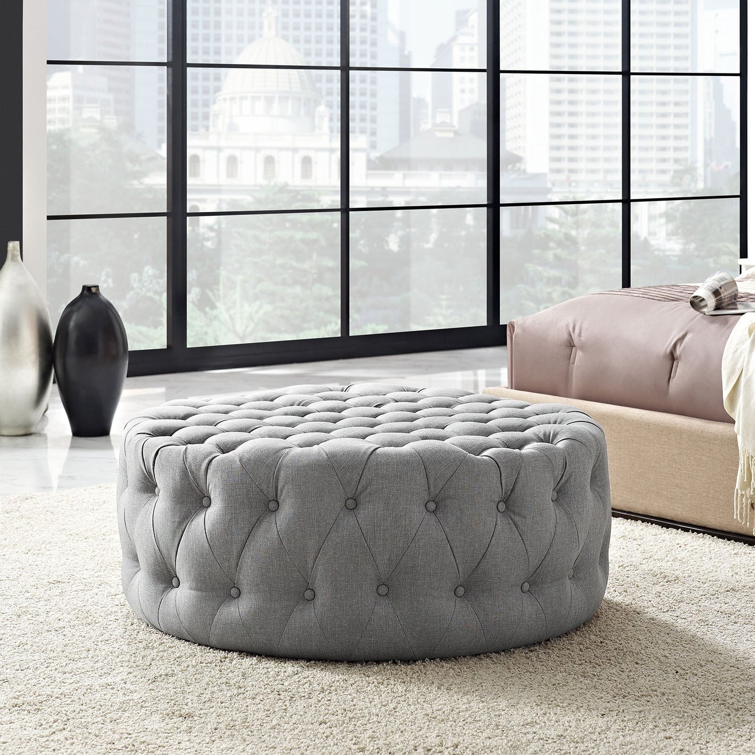 Amour Upholstered Fabric Ottoman By HouseBean