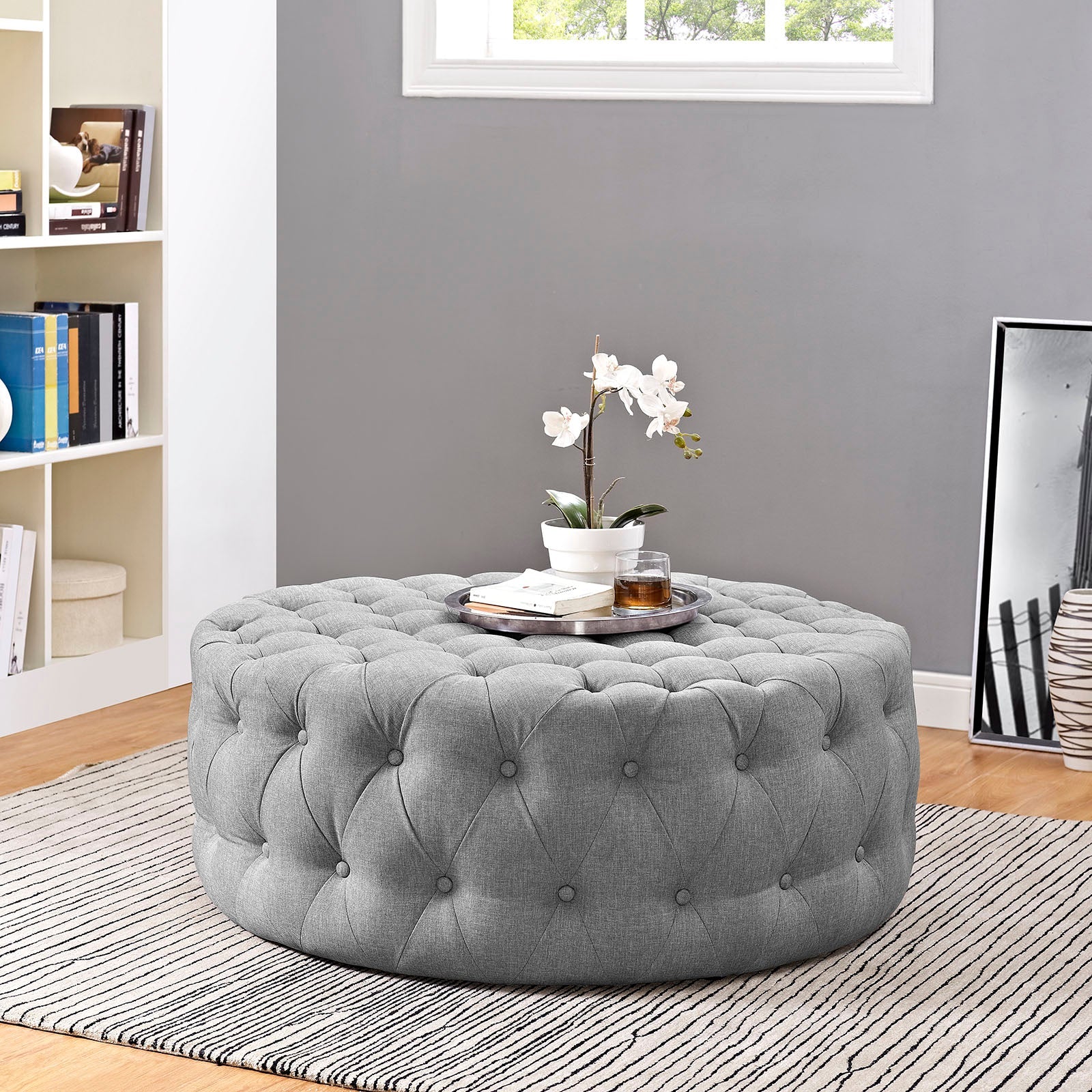 Amour Upholstered Fabric Ottoman By HouseBean