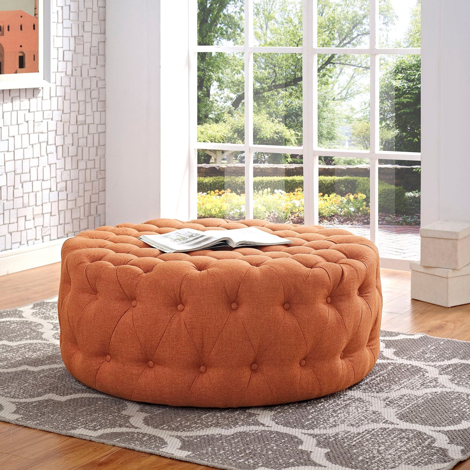 Amour Upholstered Fabric Ottoman By HouseBean