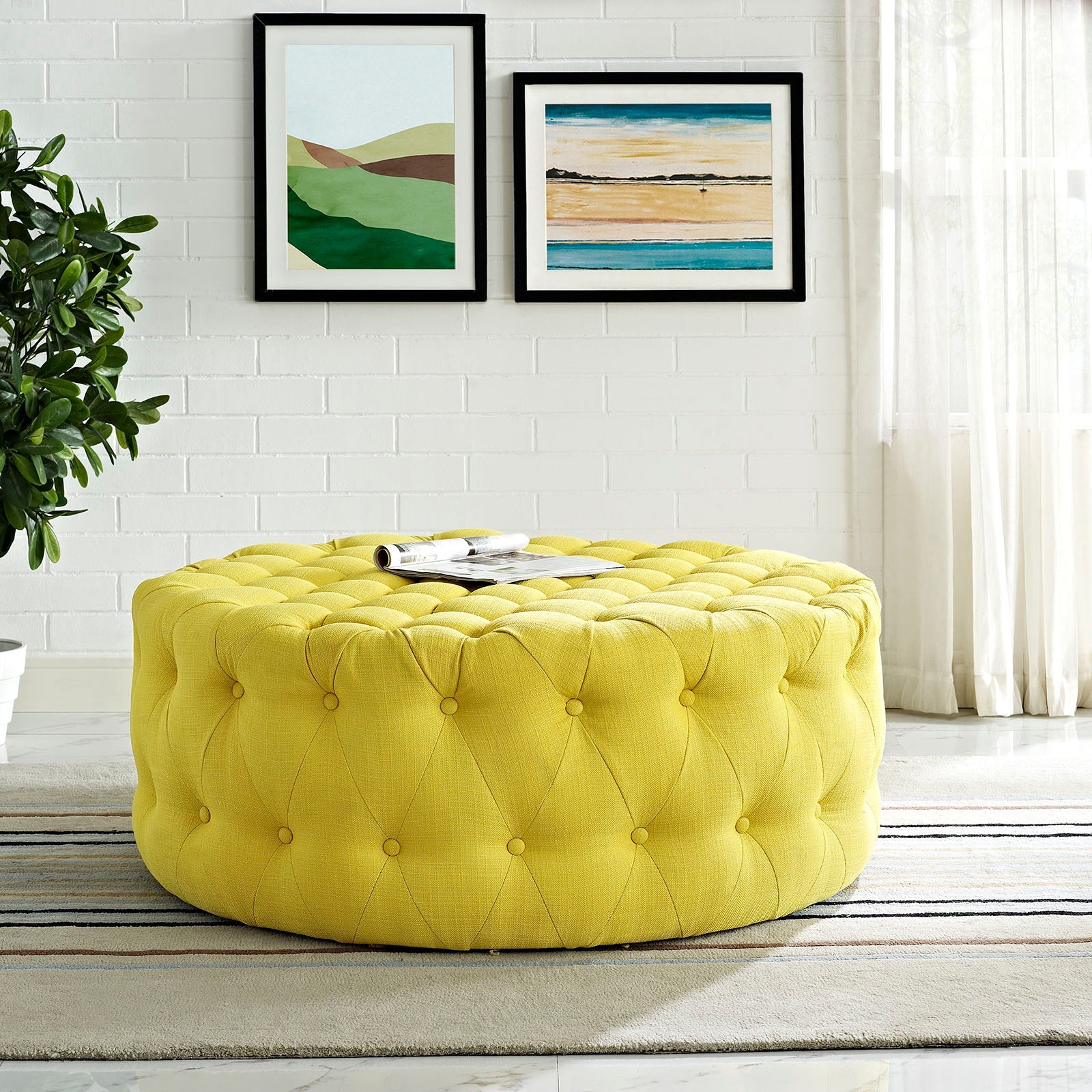 Amour Upholstered Fabric Ottoman By HouseBean