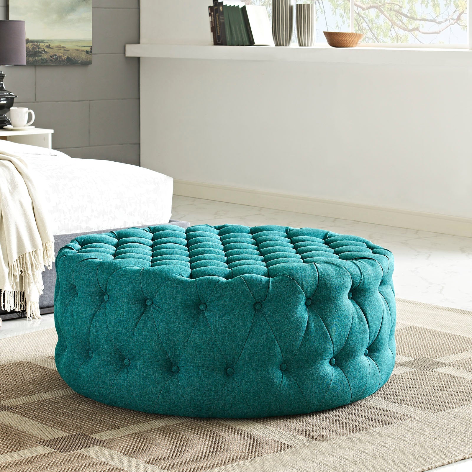 Amour Upholstered Fabric Ottoman By HouseBean