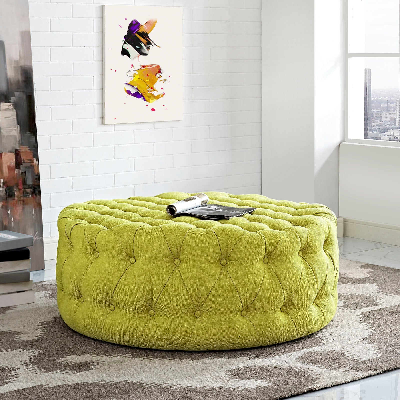 Amour Upholstered Fabric Ottoman By HouseBean