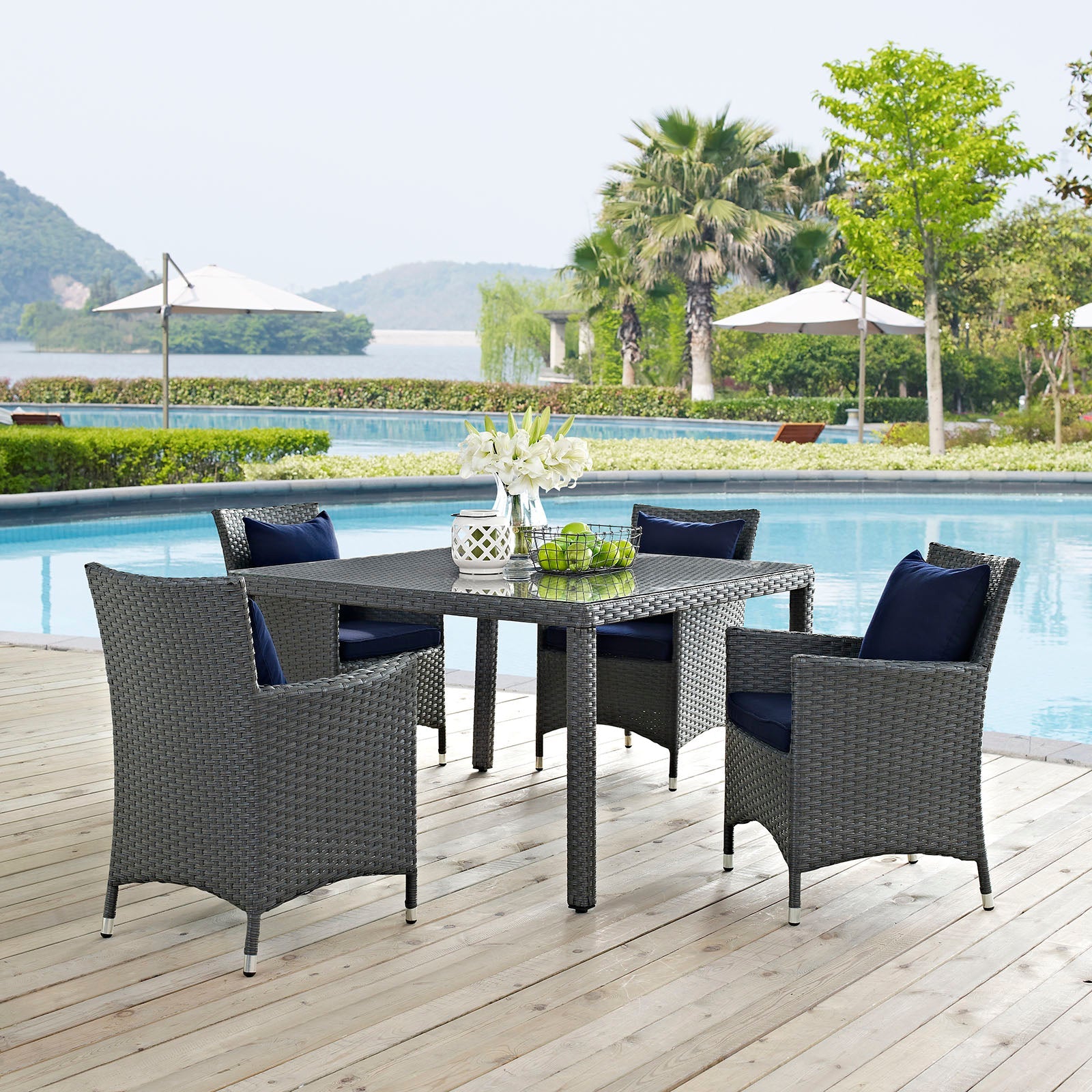 Sojourn 4 Piece Outdoor Patio Sunbrella¬¨√Ü Dining Set By HouseBean