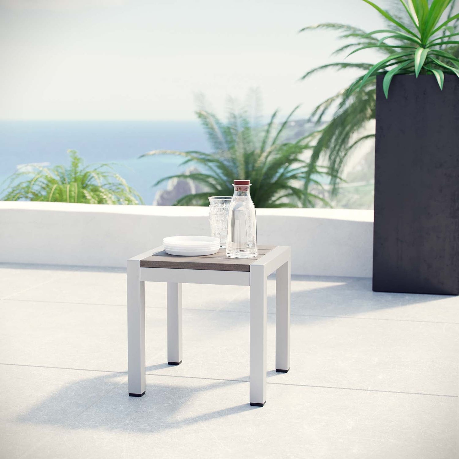 Shore Outdoor Patio Aluminum Side Table By HouseBean