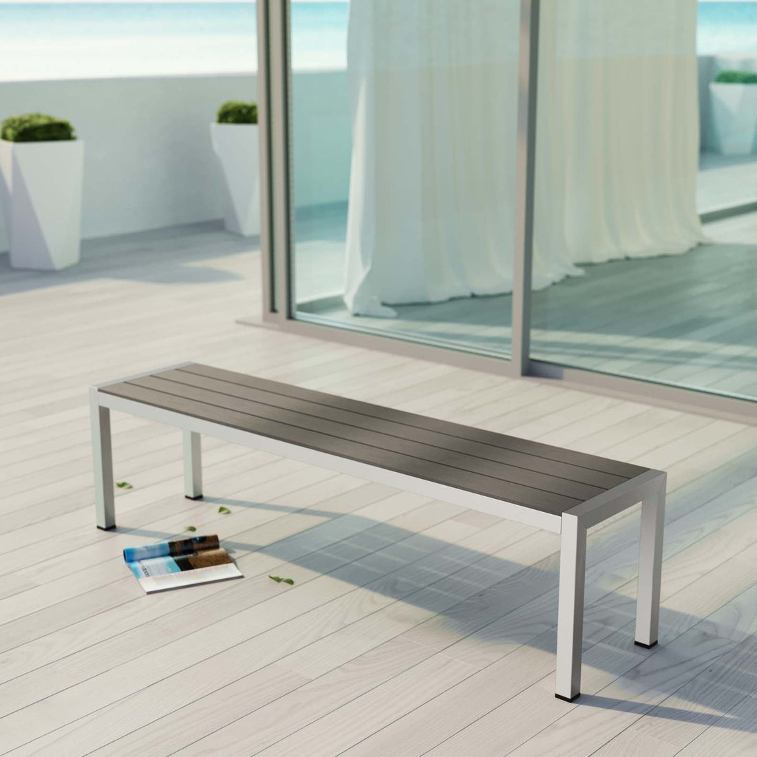 Shore Outdoor Patio Aluminum Bench By HouseBean